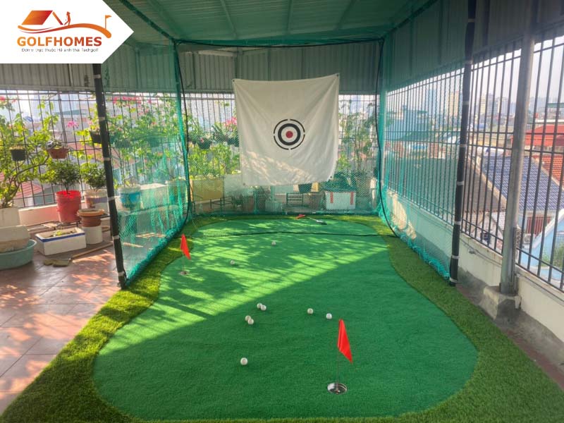 Lắp đặt khung tập golf ở sân thượng cho khách hàng ở Long Biên, Hà Nội