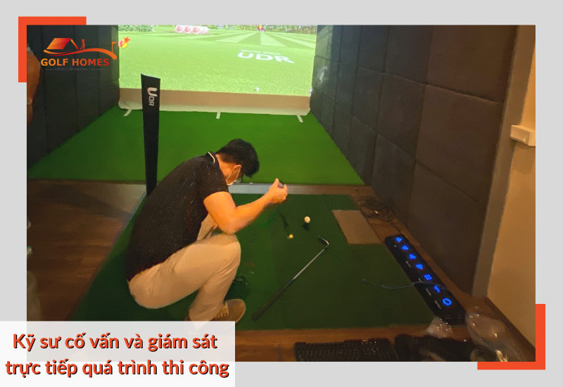 hình ảnh quá trình thi công phòng Golf 3D tại quận Hoàng Mai
