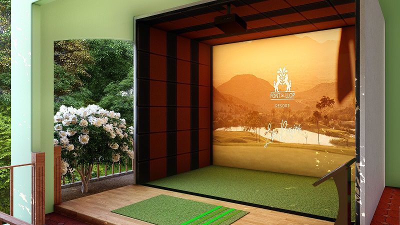 Tầng thượng căn nhà được Golfhomes lên bản vẽ lắp đặt phòng golf 3D cao cấp, hiện đại 