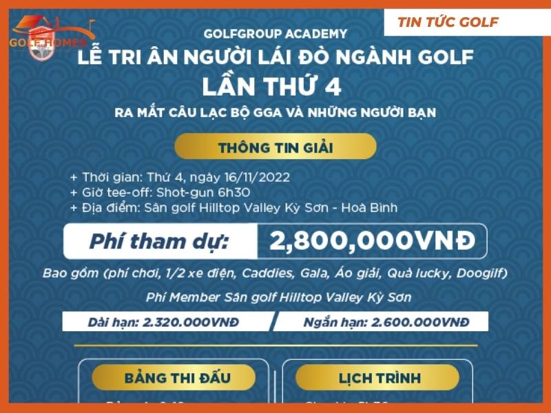 Golfhomes Vinh Dự Đồng Hành Tài Trợ Giải Golf " LỄ TRI N NGƯỜI LÁI ĐÒ NGÀNH GOLF 20/11