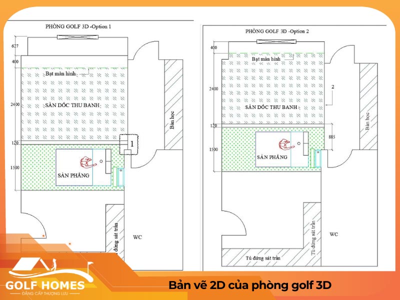 Bản vẽ 2D của dự án phòng golf 3D Okongolf tại Hoàn Kiếm