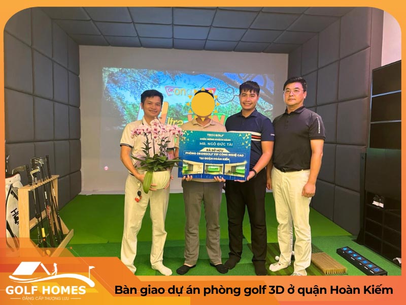 Đội ngũ Techgolf bàn giao dự án golf 3D ở Hoàn Kiếm cho chủ tịch Tài