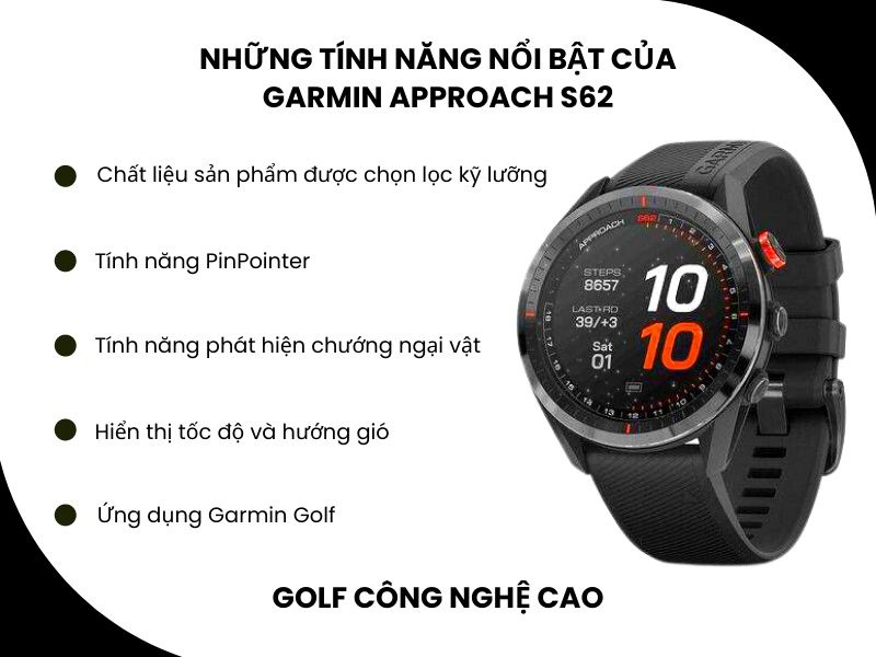 Đồng hồ golf Garmin Approach S62 được cải tiến về thời lượng pin vượt trội