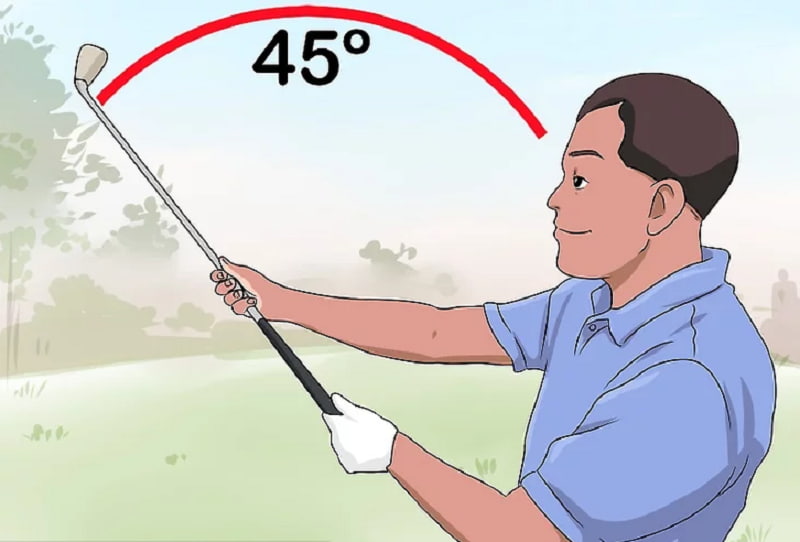 Golfer nên cầm và giữ gậy golf ở góc 45 độ trước mặt