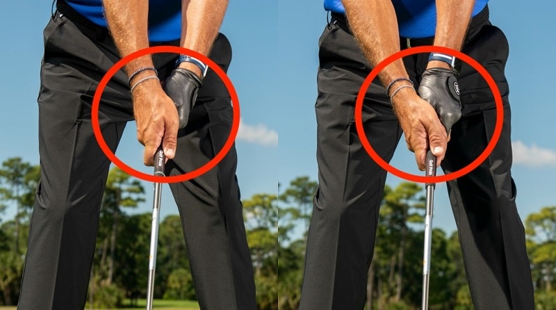 Golfer cầm gậy chắc tay để thực hiện cú đánh bóng chuẩn xác