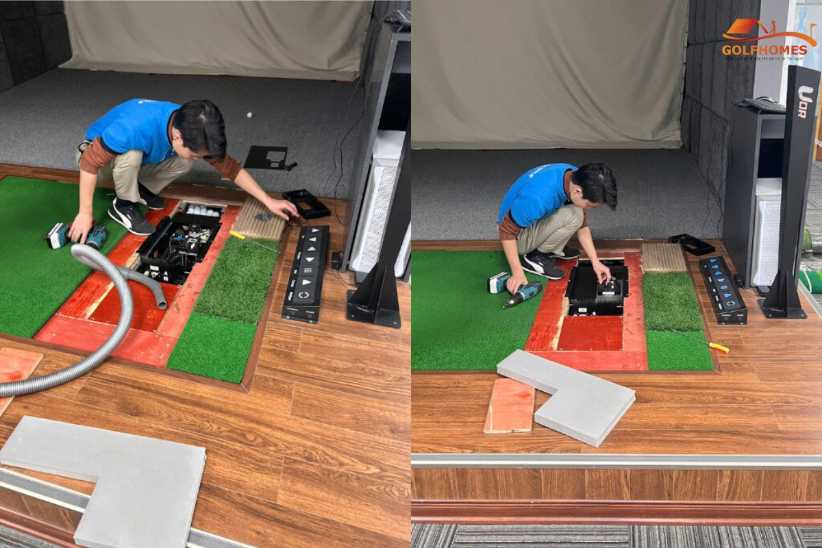 Chuyên gia kỹ thuật kiểm tra hệ thống Auto-tee và Magic shot cho phòng golf 3D